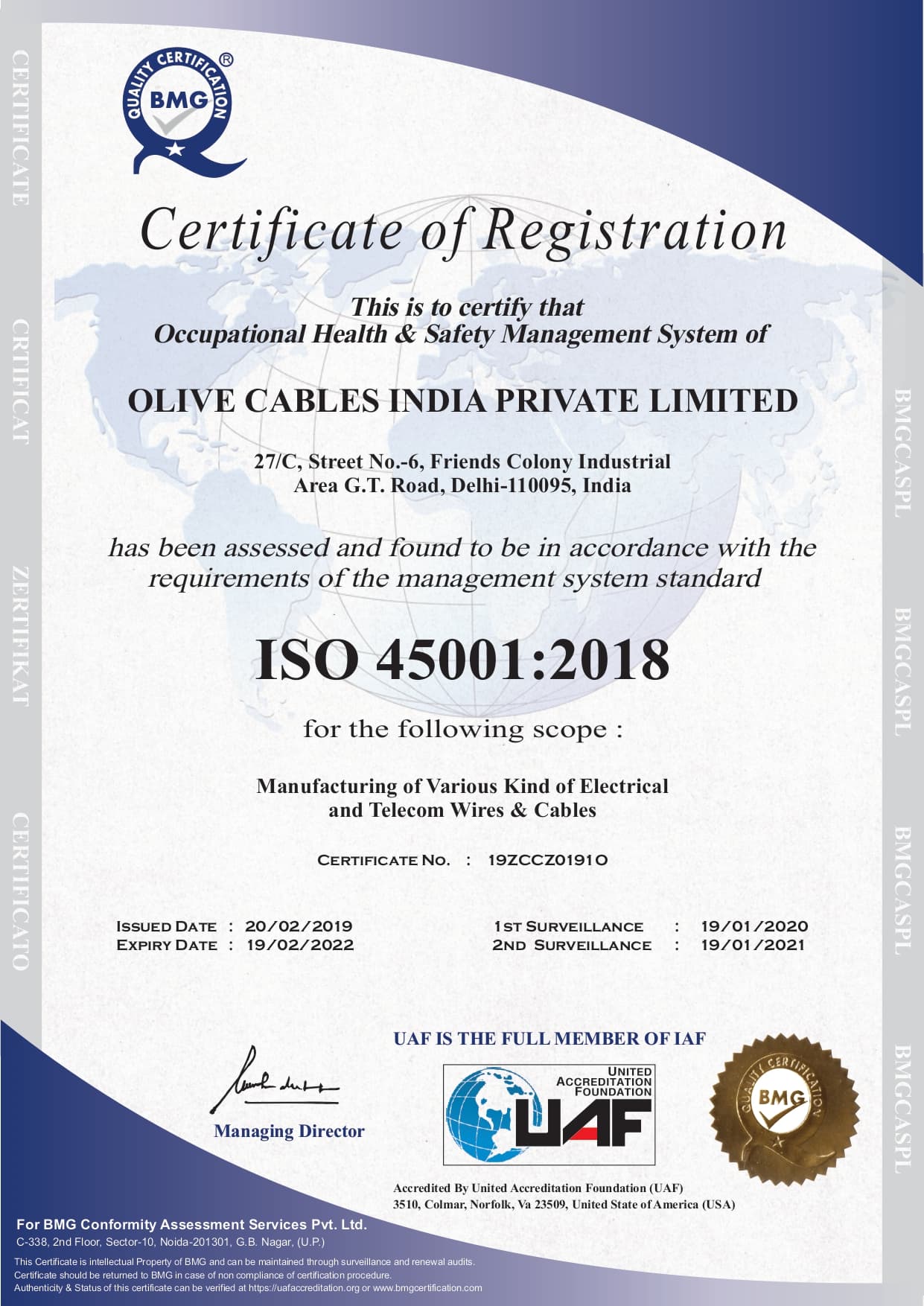 Safety Compliance ISO 45001:2018